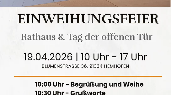Einladung Einweihungsfeier Rathaus und Tag der offenen Tür